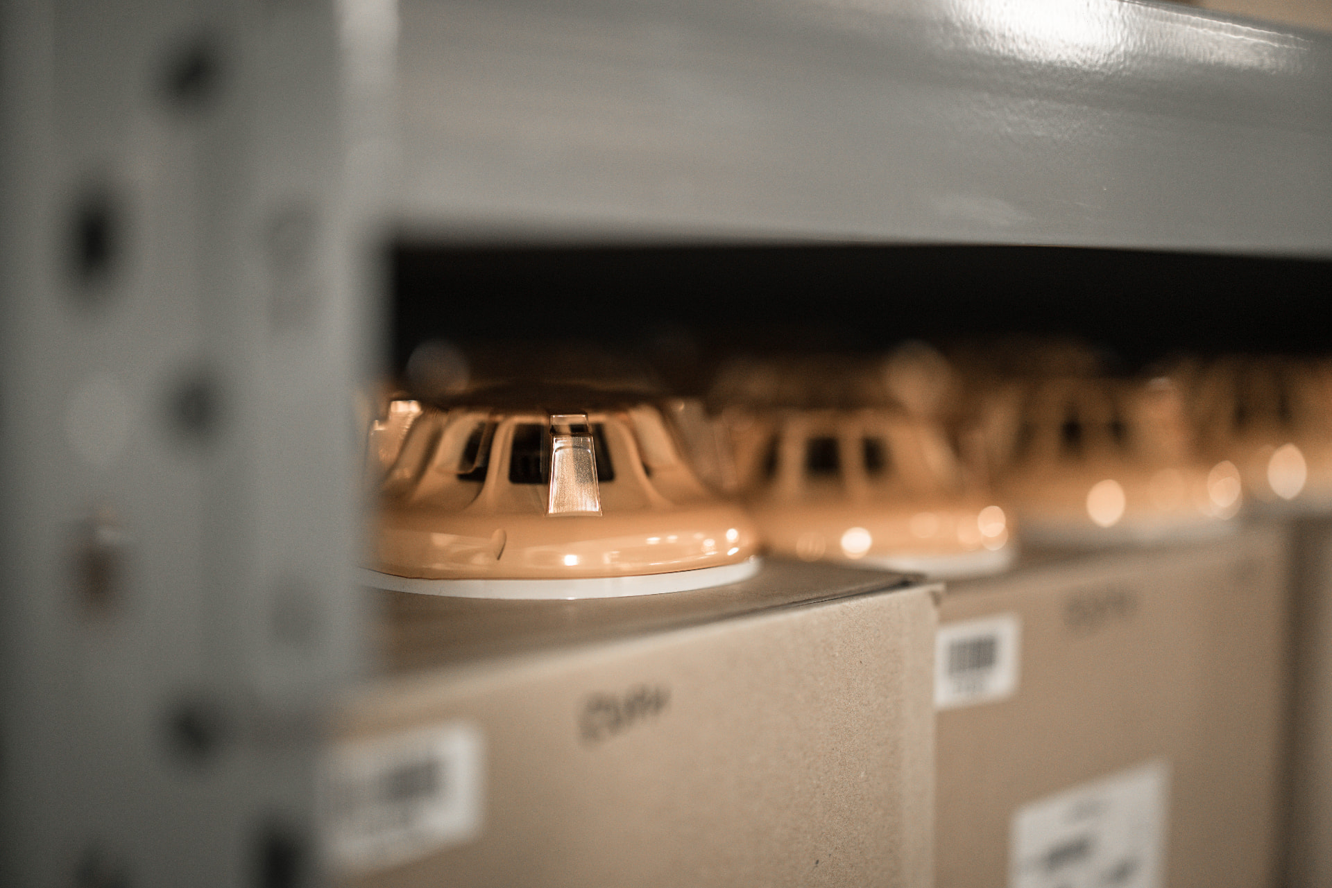 New fire detector heads ready for installation